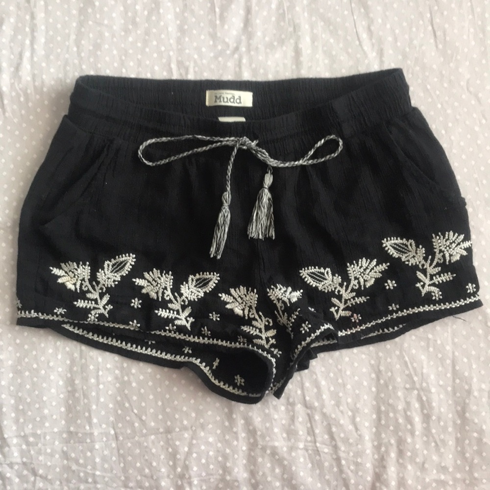 Black Floral Shorts